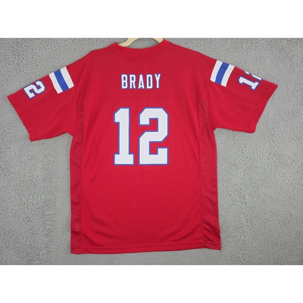 NFL Team Jersey Tom Brady #12 New England Patriots Boys Youth XL 18-20 Red NWOT